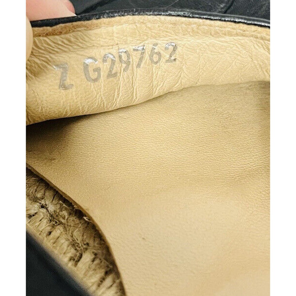 CHANEL Black Lambskin Leather CC Logo Espadrilles Flats Shoes Size 38 - Picture 9 of 9
